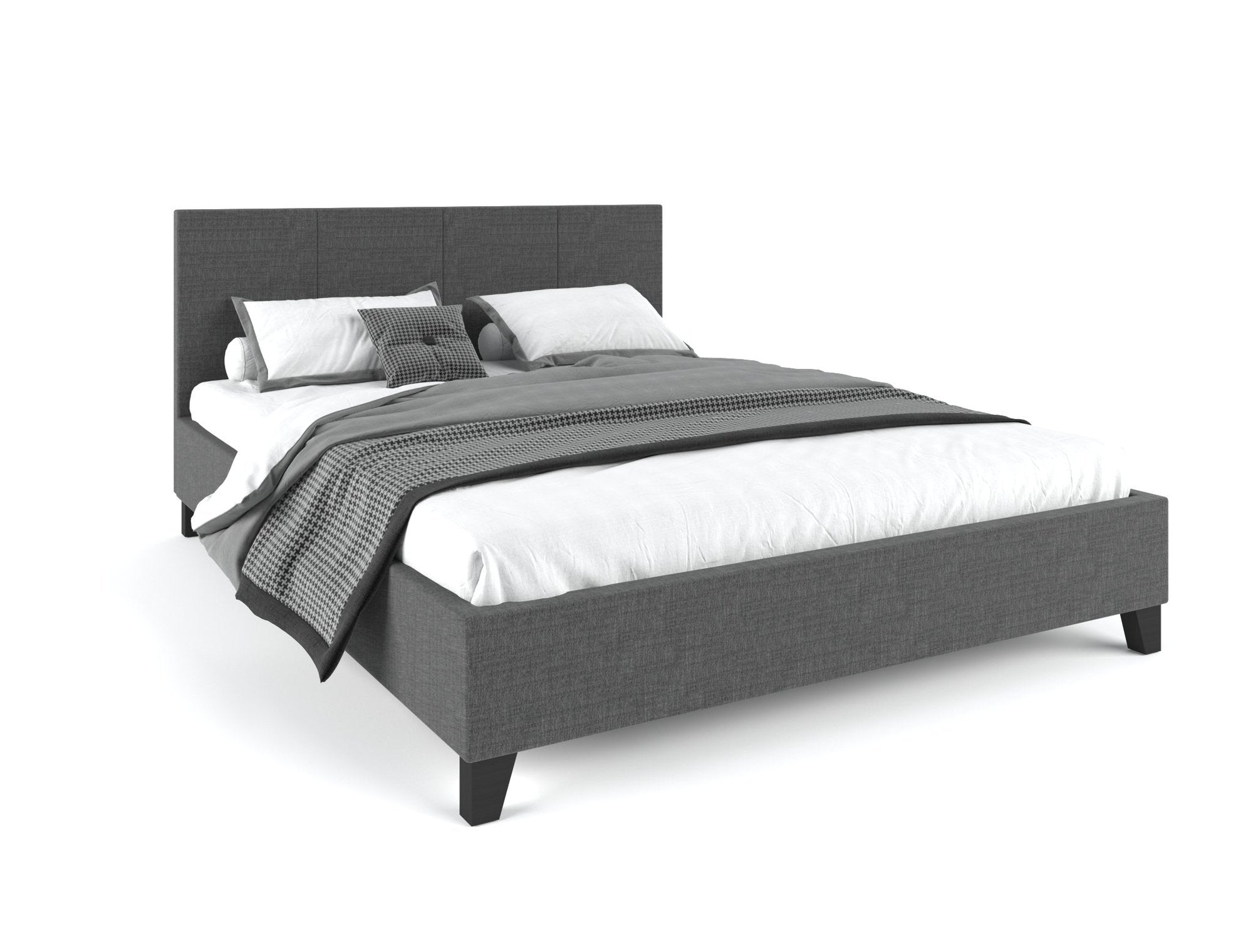 Furniture > Bedroom Pale Fabric Bed Frame - Charcoal Queen
