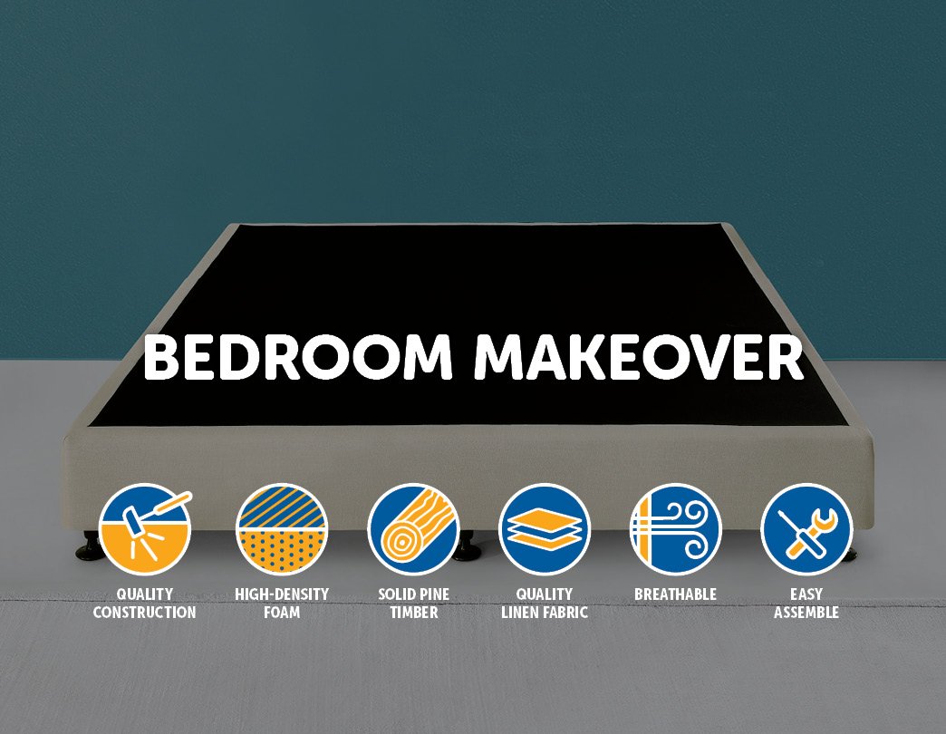 Bedroom Palermo King Ensemble Bed Base Platinum Natural Sand Linen Fabric