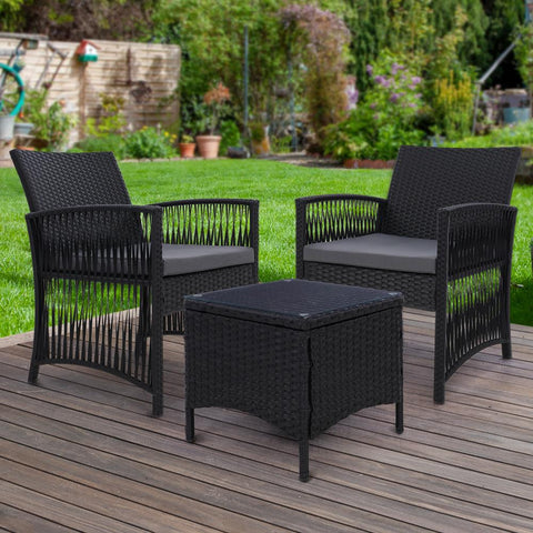 early sale simpledeal Patio Furniture Outdoor Bistro Set Dining Chairs Setting 3 Piece Wicker