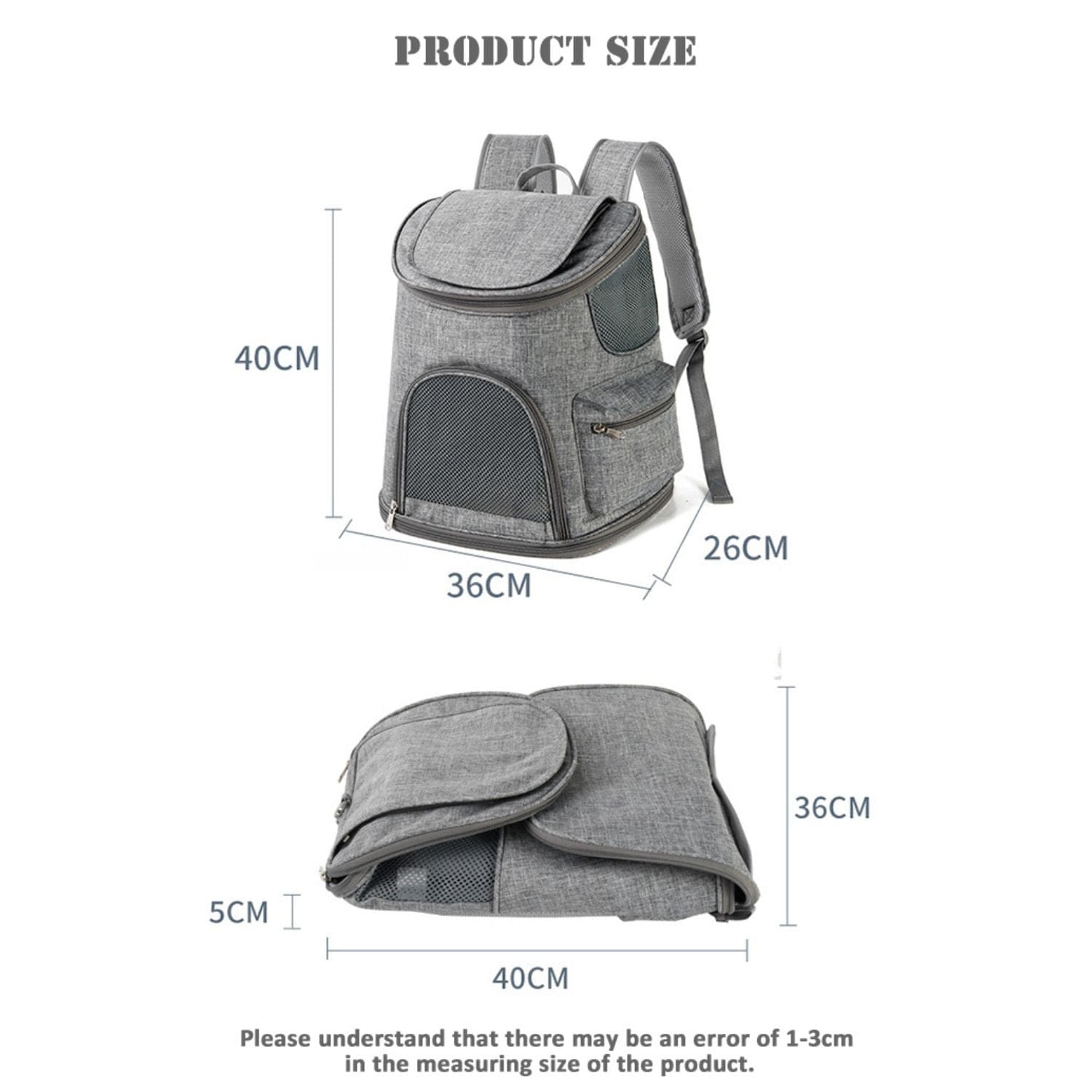 Pet Backpack -Model 2 (Grey)