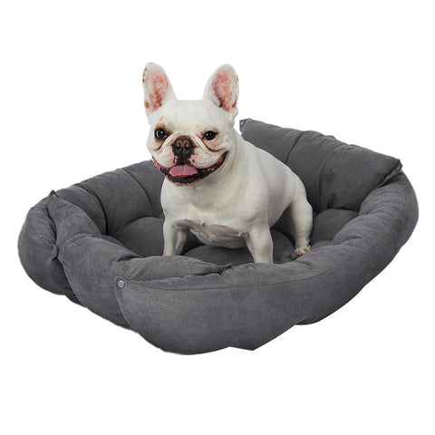 Pet Bed 2 Way Use Dog Cat Soft Warm Calming Mat Grey L