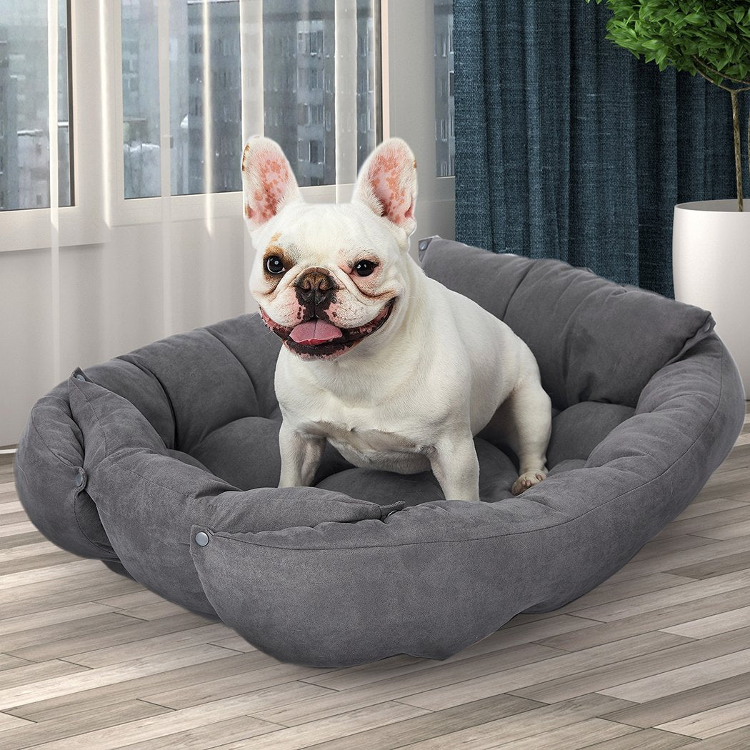 Pet Bed Pet Bed 2 Way Use Dog Cat Soft Warm Calming Mat Grey M