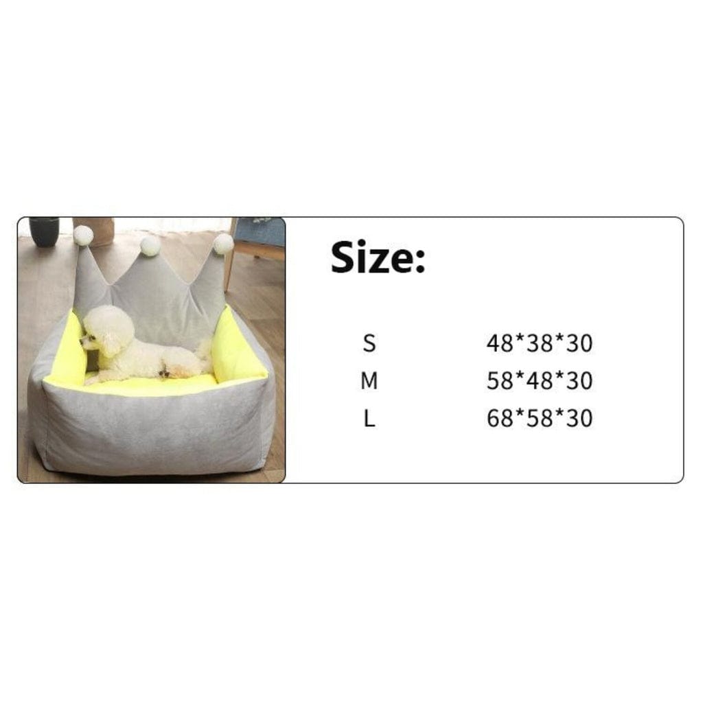 Pet Bed Crown Shape L Grey Yellow