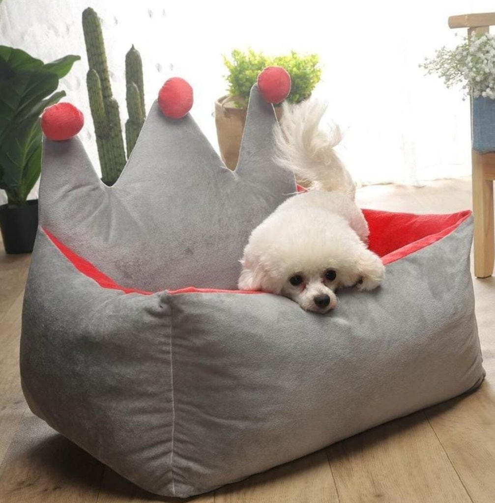 Pet Bed Crown Shape L Grey Yellow