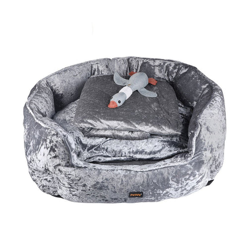 Pet Bed Set Dog Cat Quilted Blanket Grey L
