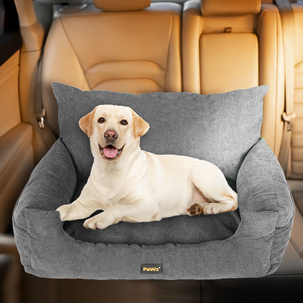 Pet Car Booster Seat Dog Protector Portable Travel Bed Removable Grey L