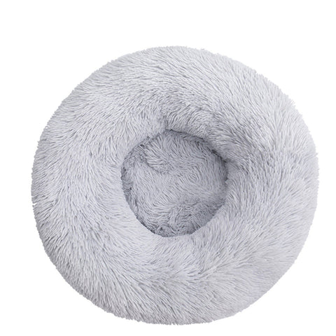 Pet Dog Bed Bedding Warm Plush Round Comfortable Dog Nest Light Grey M 70cm