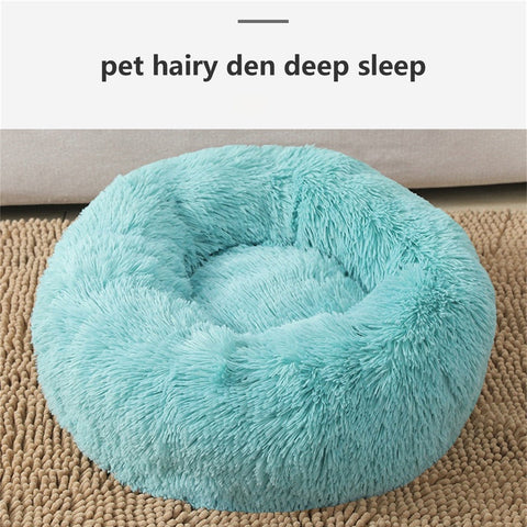 Pet Dog Bed Warm Plush Round Comfortable Nest Comfy Sleeping kennel Green M 70cm