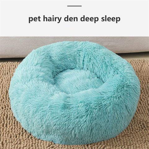 Pet Dog Bedding Warm Plush Round Comfortable Nest Comfy Sleep Kennel Green 100cm