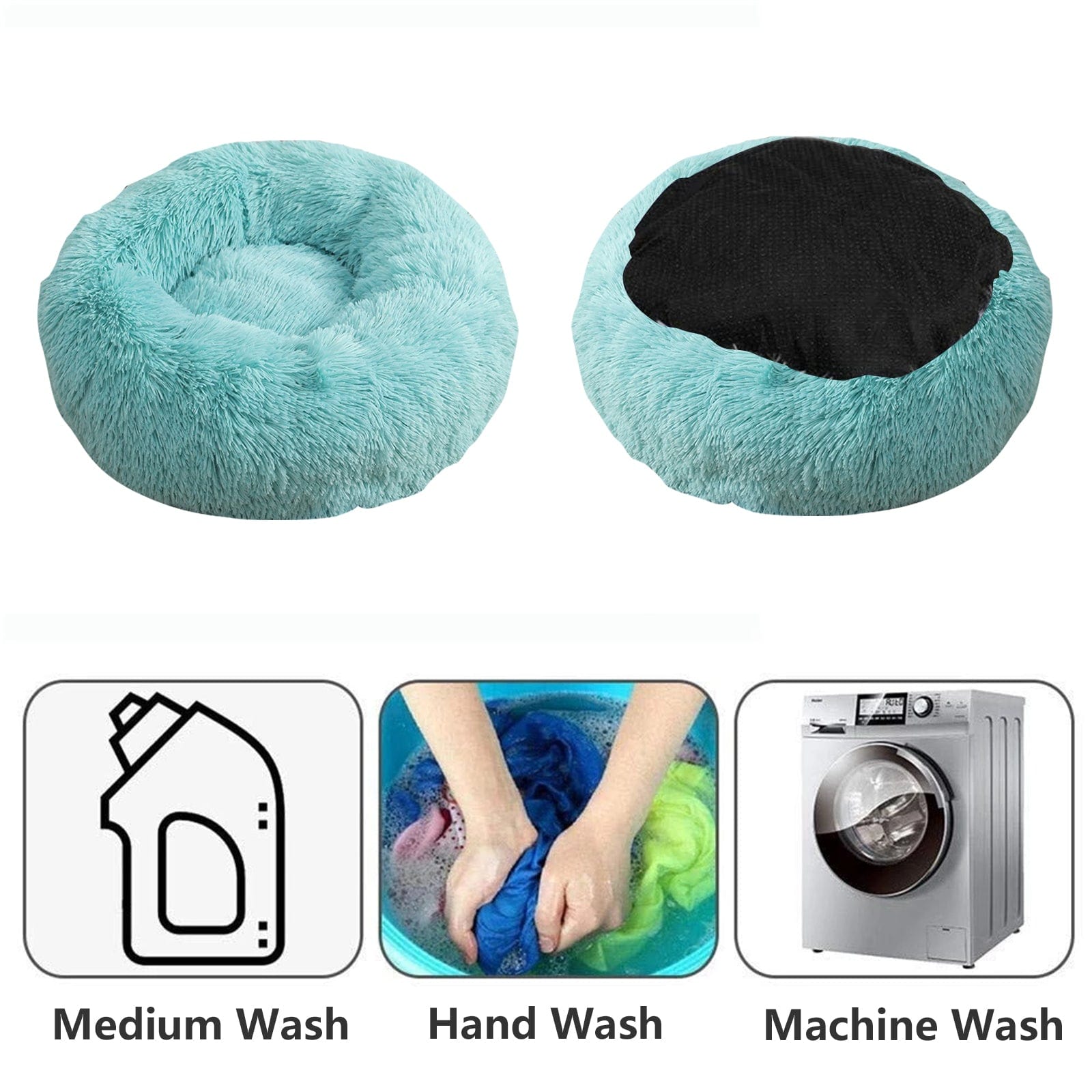 Pet Dog Bedding Warm Plush Round Comfortable Nest Comfy Sleep Kennel Green 100cm