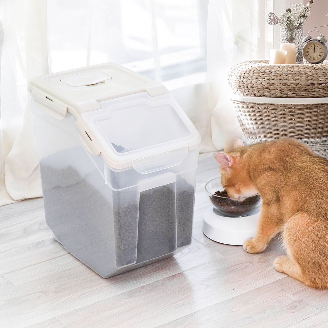 pet products Pet Food Container Dog Cat Feeding Feeder Storage Box With Wheel 10L