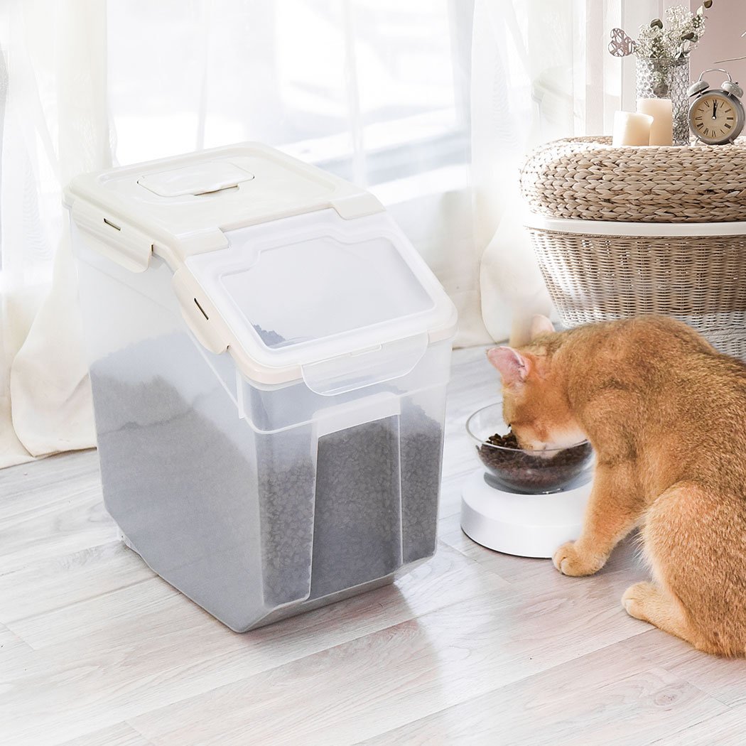 pet products Pet Food Container Dog Cat Feeding Feeder Storage Box With Wheel 5L