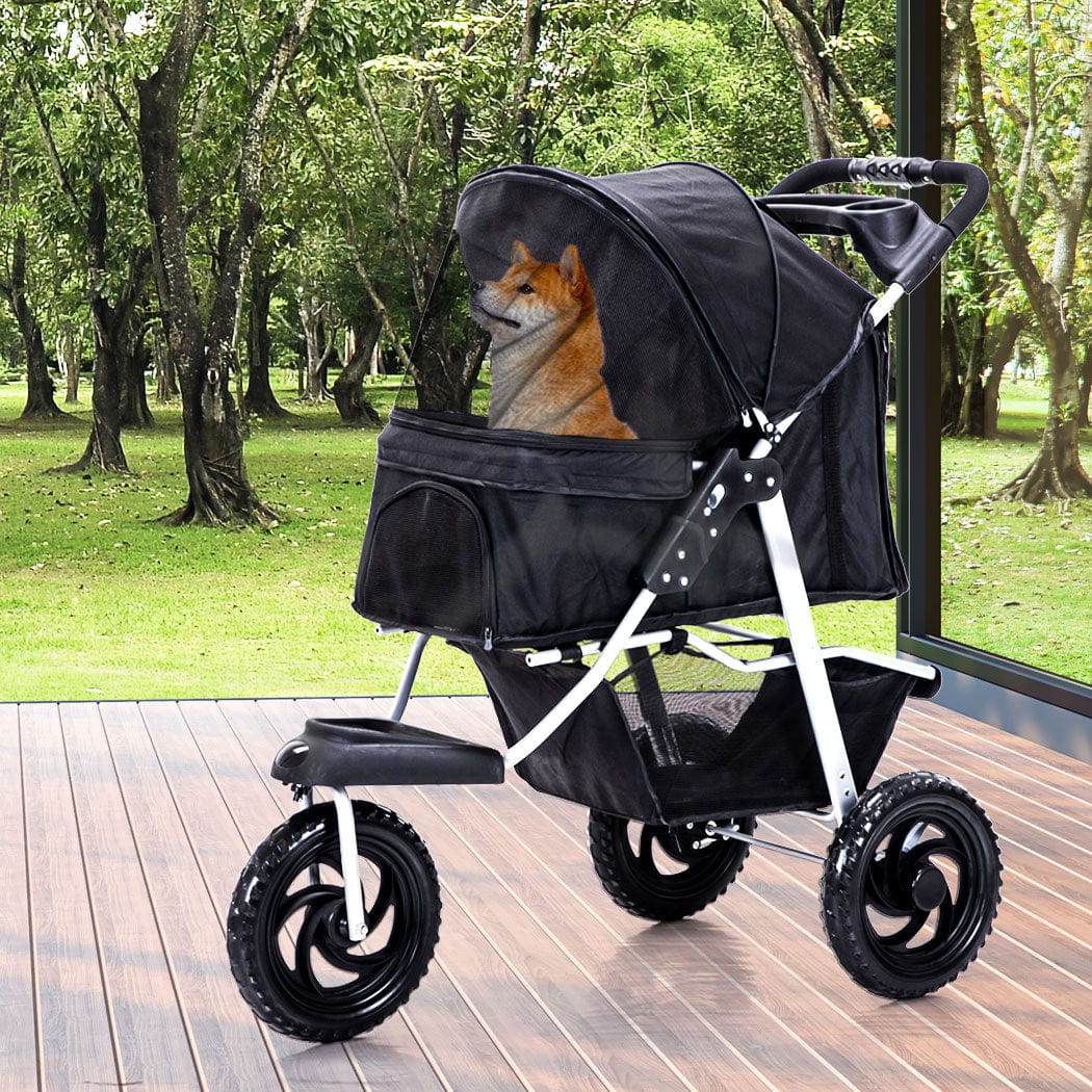 Pet Stroller Pram Dog Carrier Trailer Strollers 3 Wheels Foldable Large