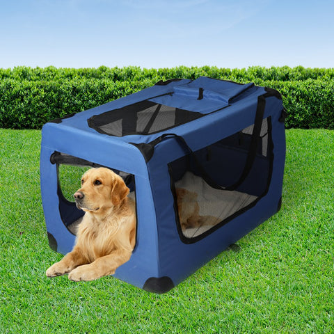 Pet Products Pet Travel Carrier Kennel Folding Soft Sided Dog Crate For Car Cage Large Black L