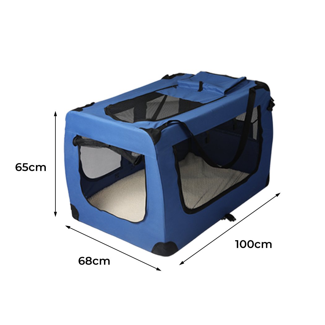 Pet Products Pet Travel Carrier Kennel Folding Soft Sided Dog Crate For Car Cage Large Black L