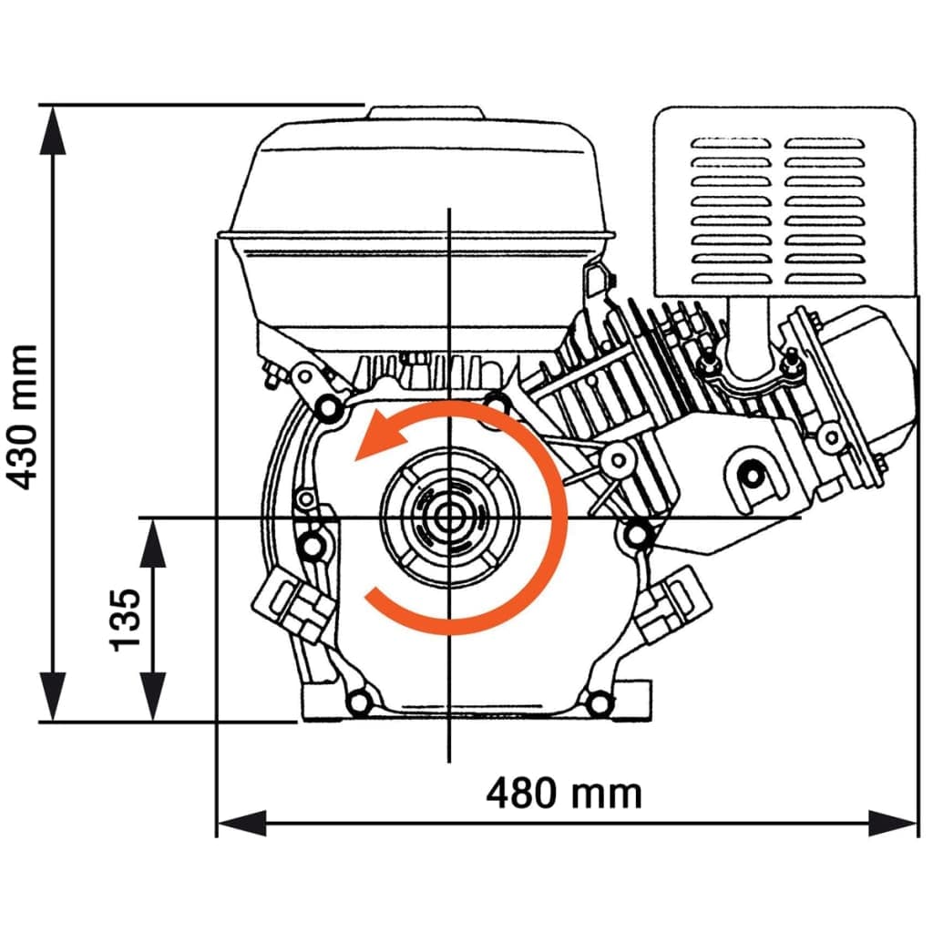 vidaxl45- Petrol Engine 15 HP 9.6 kW Black