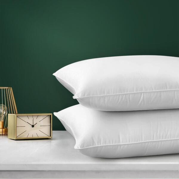 Pillow Goose and Duck Feather Down Standard Pillows Cotton Cover - Twin Pack