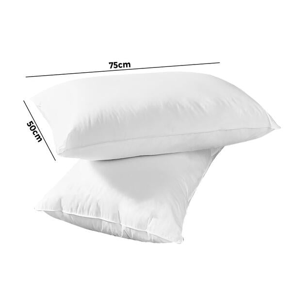 Pillow Goose and Duck Feather Down Standard Pillows Cotton Cover - Twin Pack