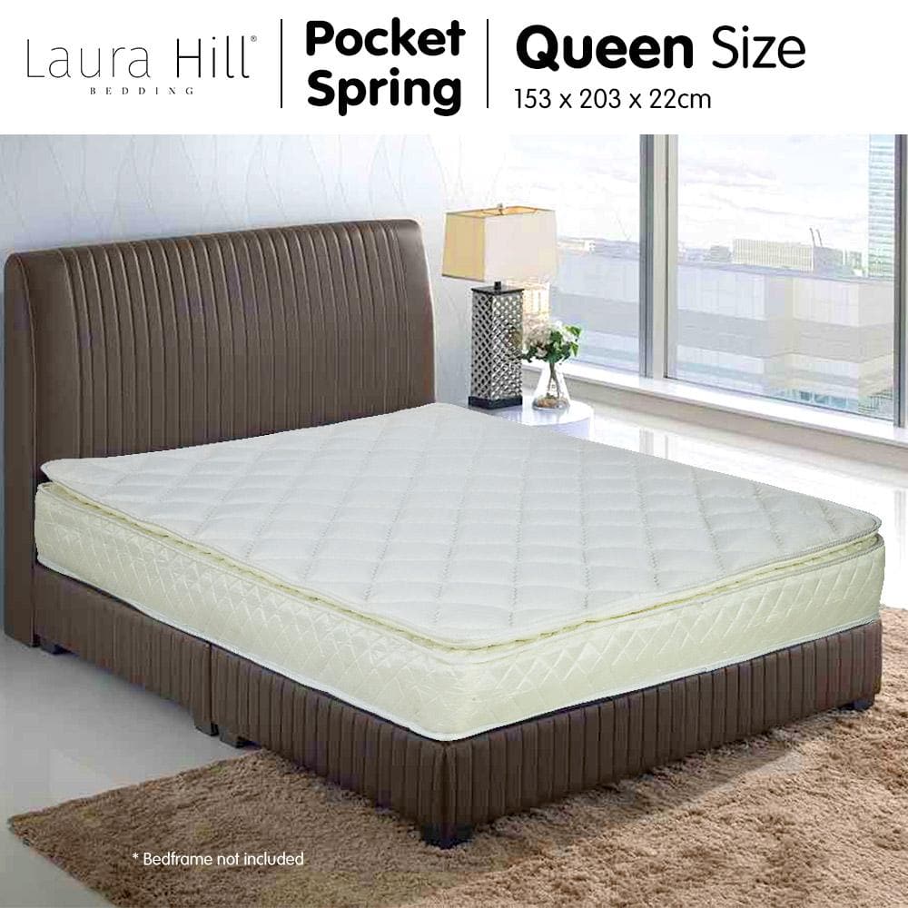 Laura Hill Pillow Top Pocket Spring 22in Mattress - Queen