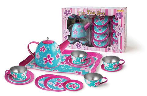 toys for infant Pink Flower Tin Tea Set