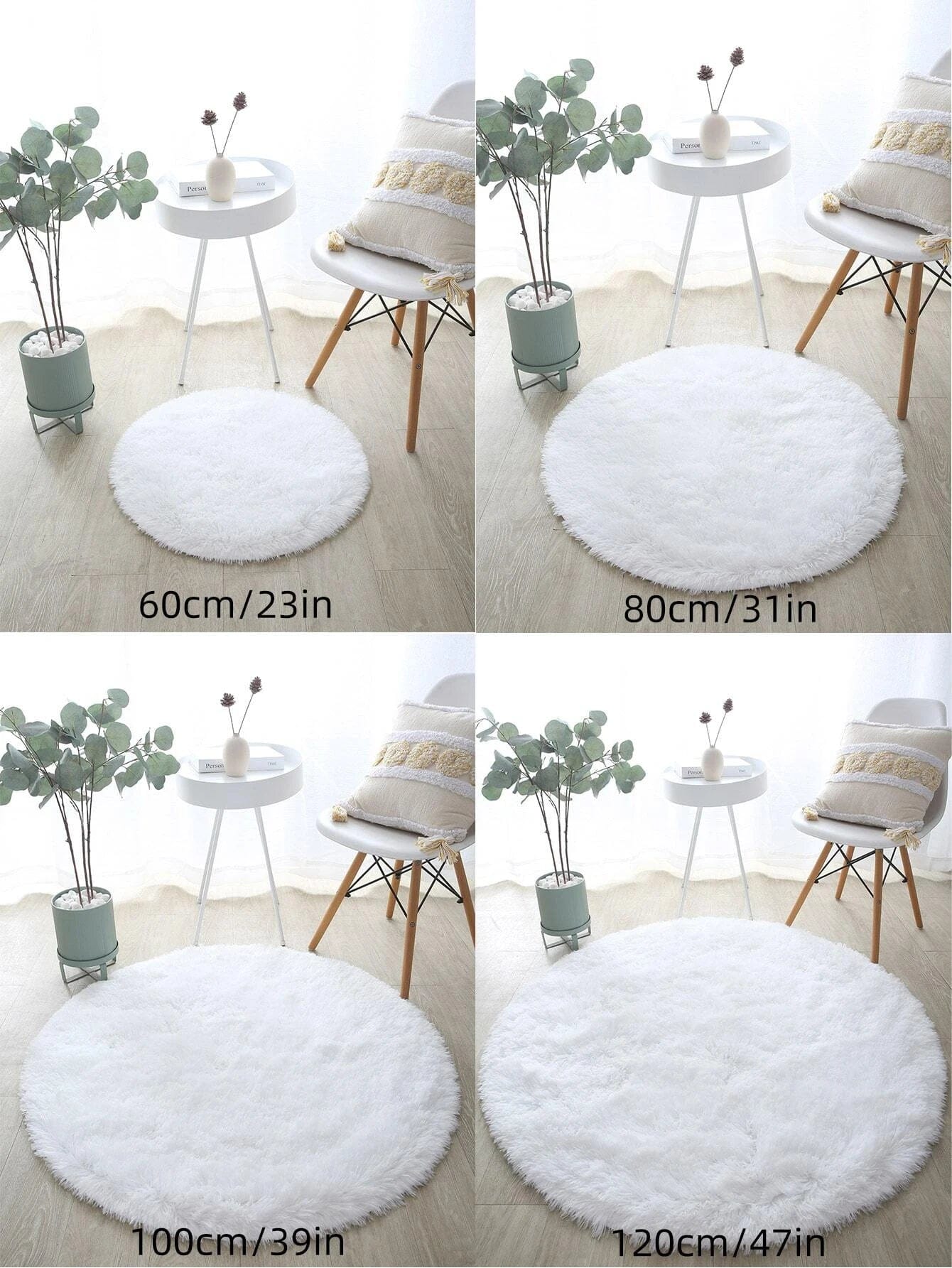 Plain Round Fuzzy Rug Simple deals
