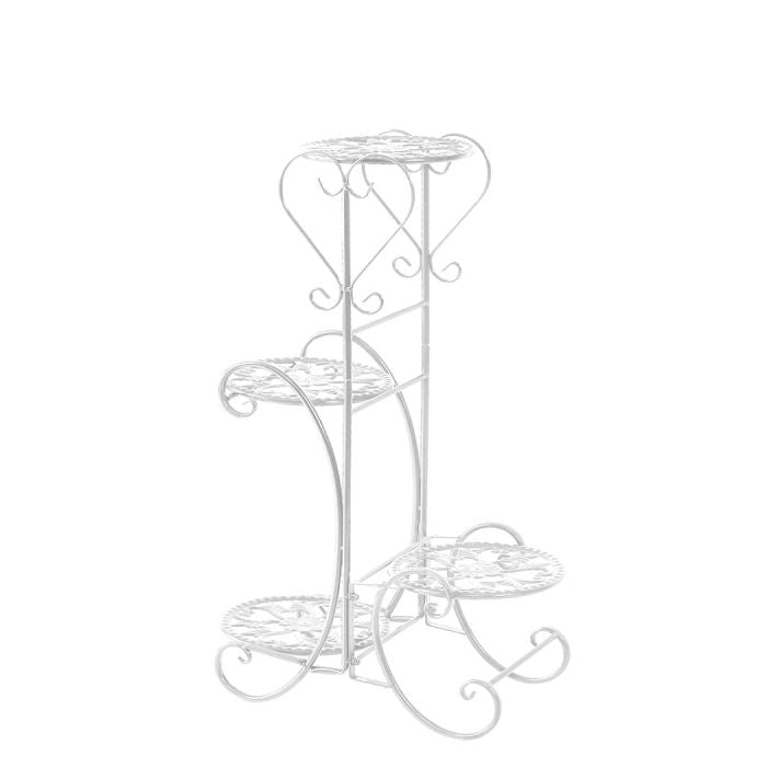 Plant Stand Outdoor Indoor Metal Flower Pots Rack-White