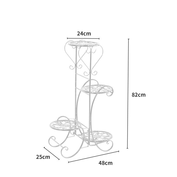 Plant Stand Outdoor Indoor Metal Flower Pots Rack-White