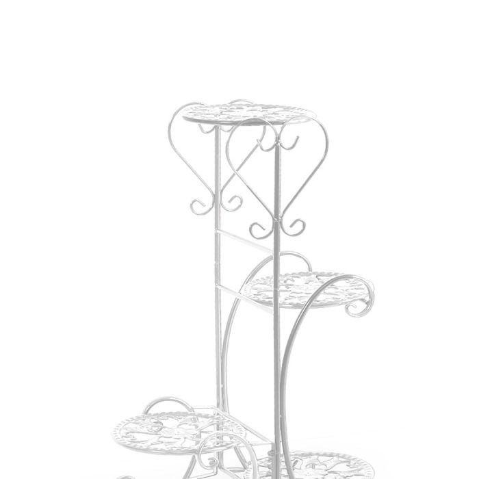Plant Stand Outdoor Indoor Metal Flower Pots Rack-White