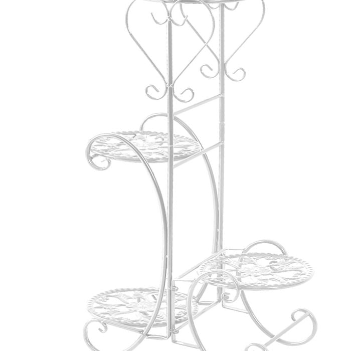Plant Stand Outdoor Indoor Metal Flower Pots Rack-White