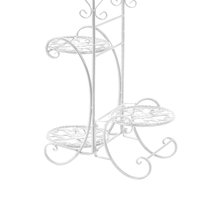 Plant Stand Outdoor Indoor Metal Flower Pots Rack-White