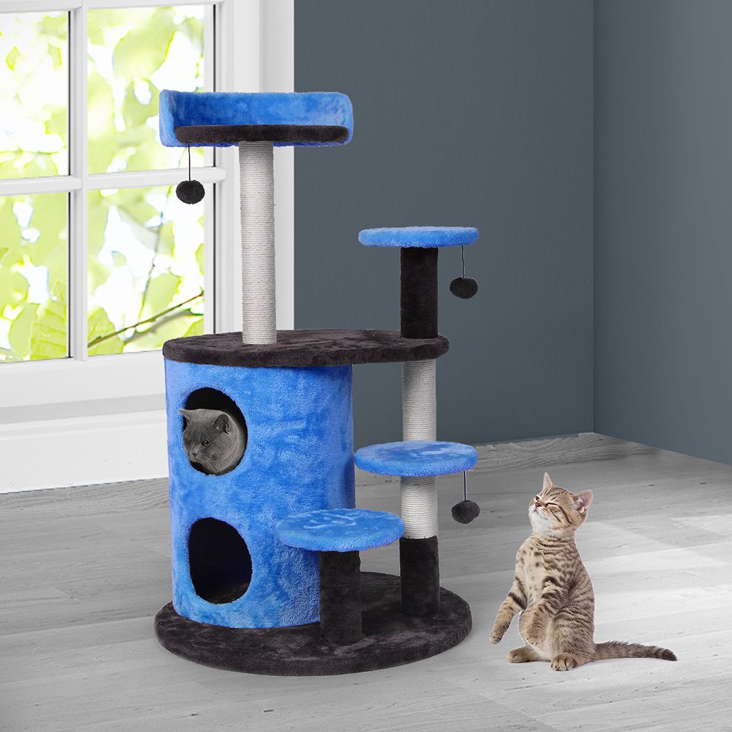 Cat Tree Play Pet Activity Kitty Bed-Blue