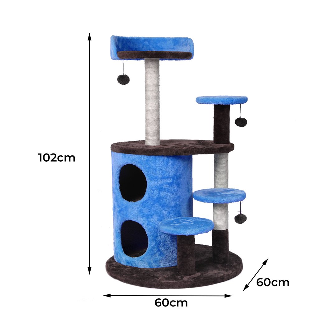 Cat Tree Play Pet Activity Kitty Bed-Blue