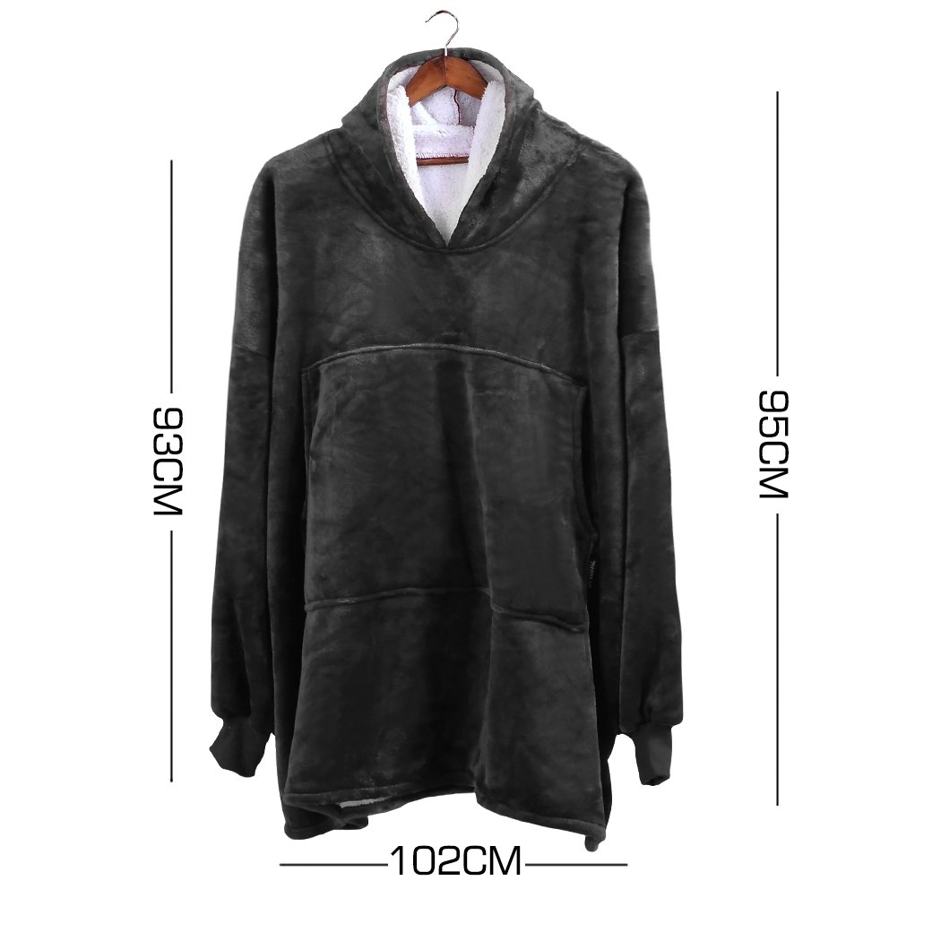 bedding Plush Fleece Hoodie Blanket Pajamas Grey