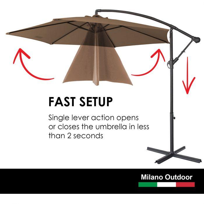 Polyester finish - Polyester fabric 3 Metre Cantilever Umbrella (No Cover)