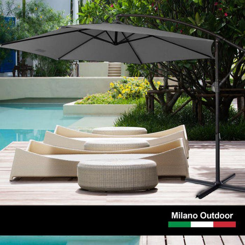 Charcoal Polyester fabric 3 Metre Cantilever Umbrella (No Cover)