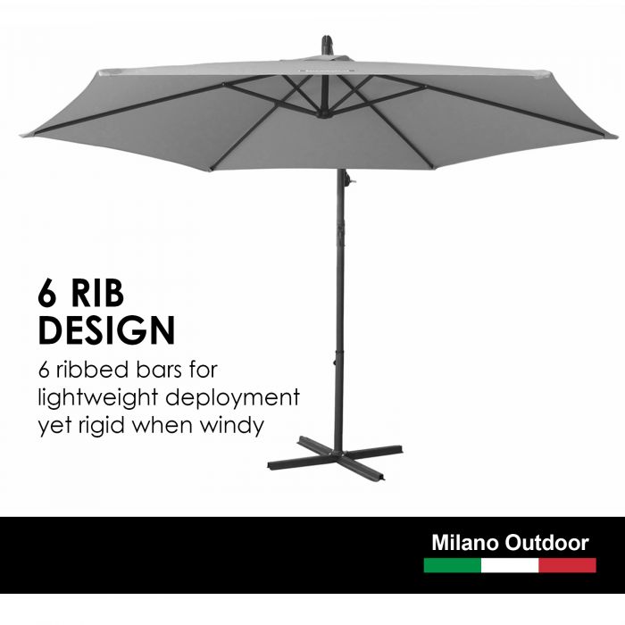 sc0f - Polyester fabric 3 Metre Cantilever Umbrella (No Cover)