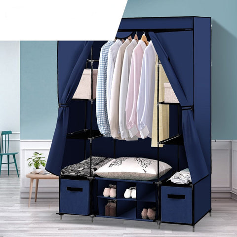 bedroom Portable cloth Storage Wardrobes Navy Blue