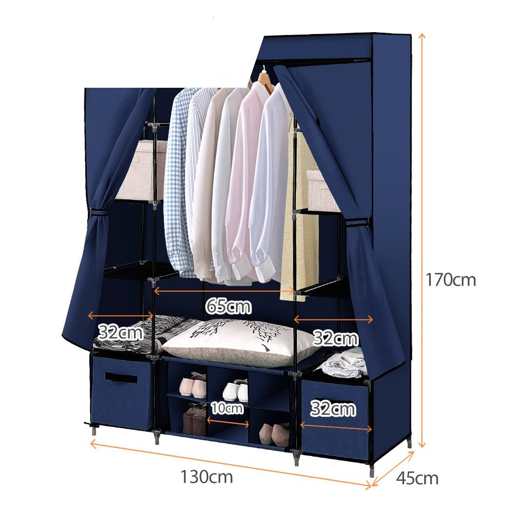 bedroom Portable cloth Storage Wardrobes Navy Blue