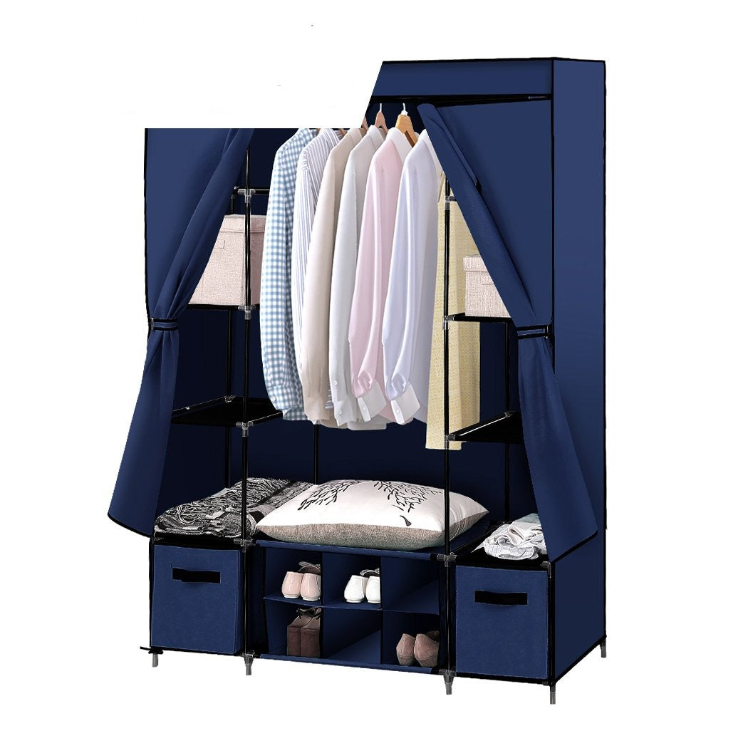 bedroom Portable cloth Storage Wardrobes Navy Blue