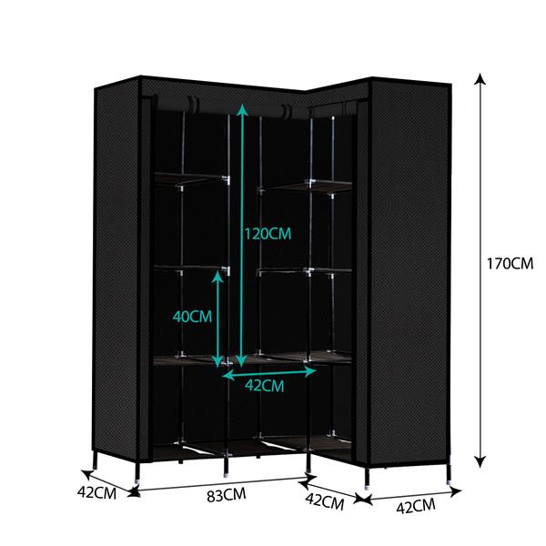bedroom Portable Clothes Closet Wardrobe Black
