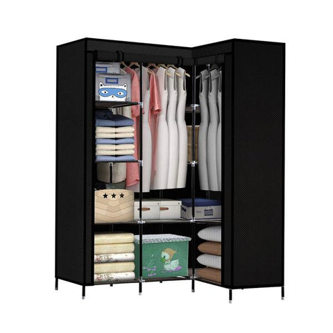 bedroom Portable Clothes Closet Wardrobe Black