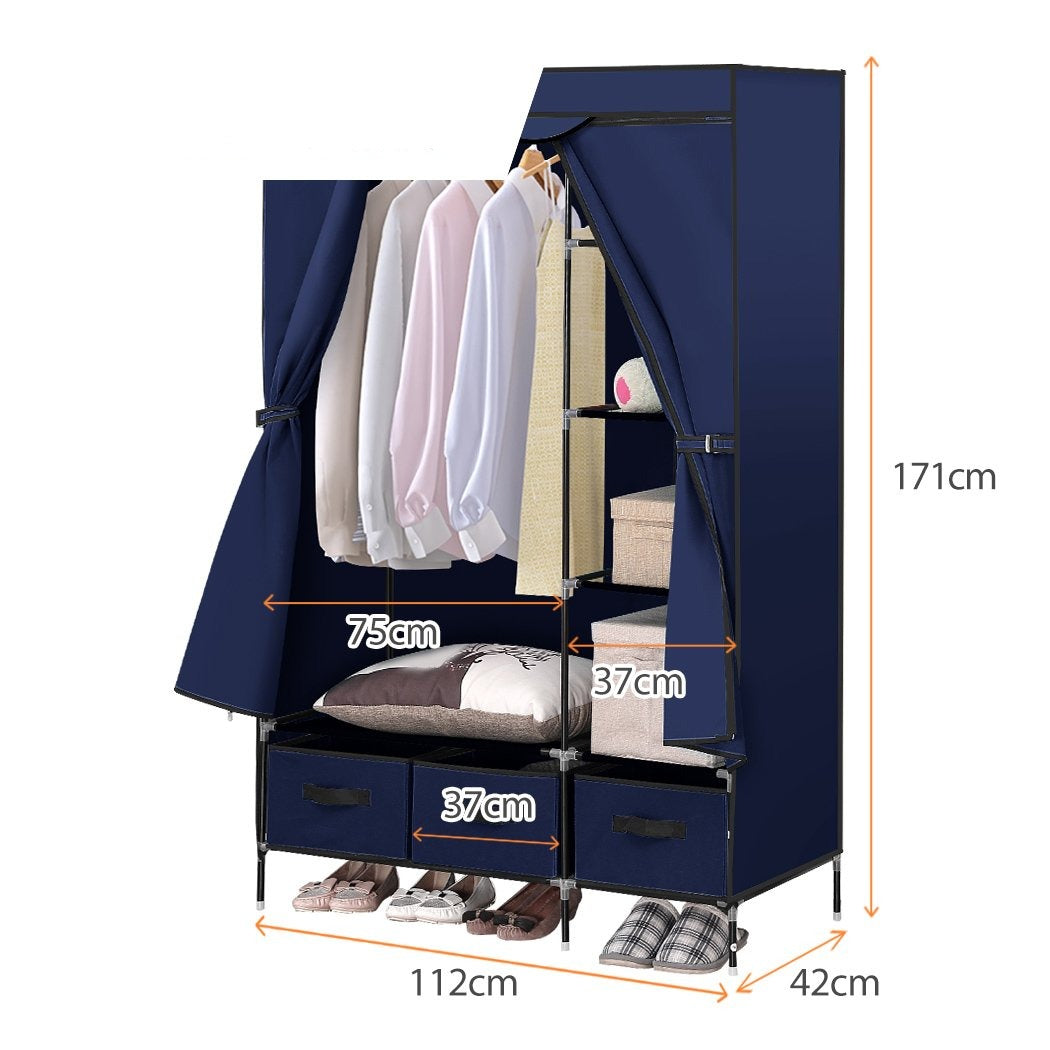 bedroom Portable Clothes Organiser Wardrobe Navy Blue