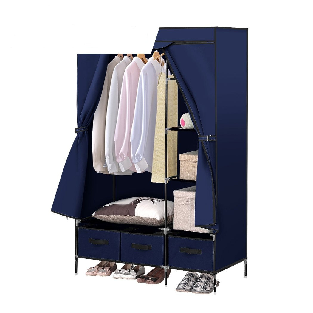 bedroom Portable Clothes Organiser Wardrobe Navy Blue