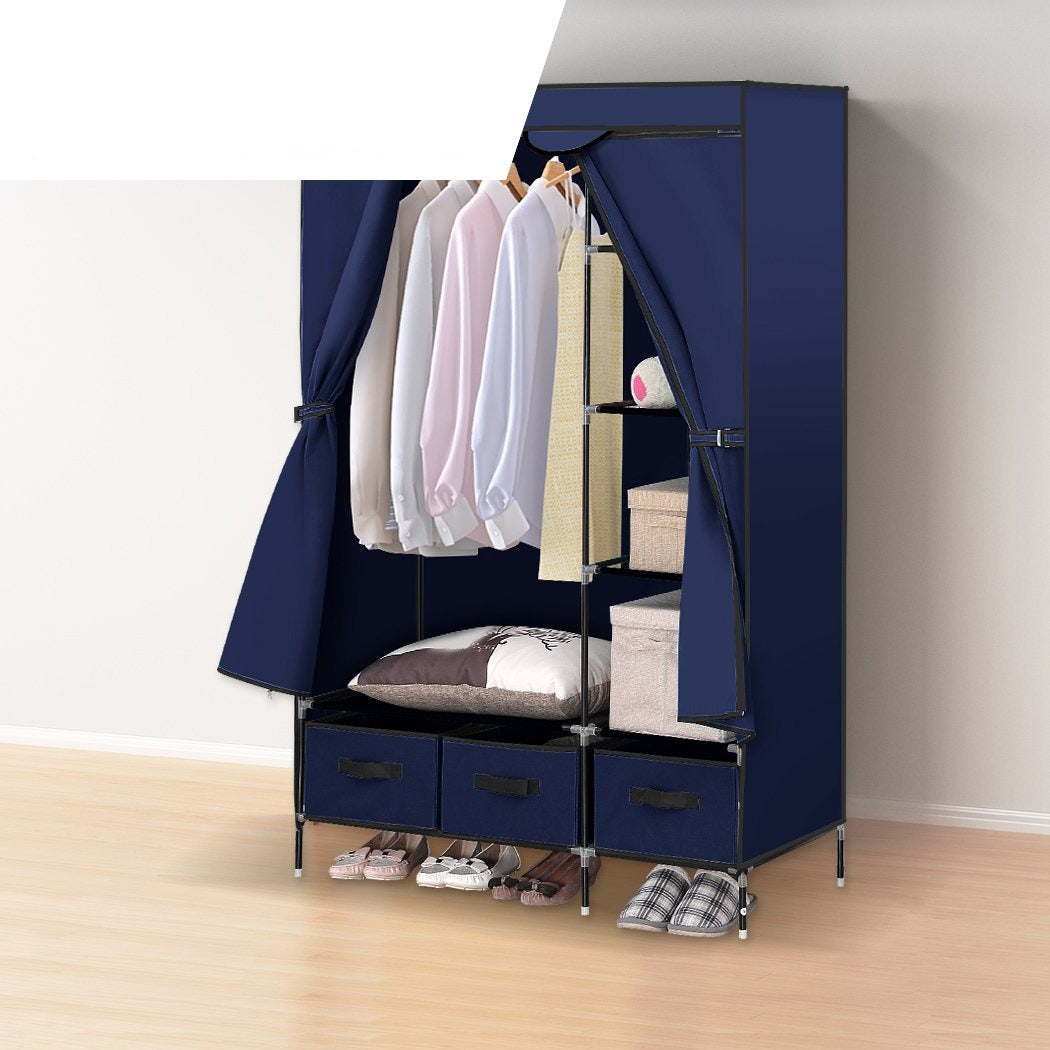 bedroom Portable Clothes Organiser Wardrobe Navy Blue