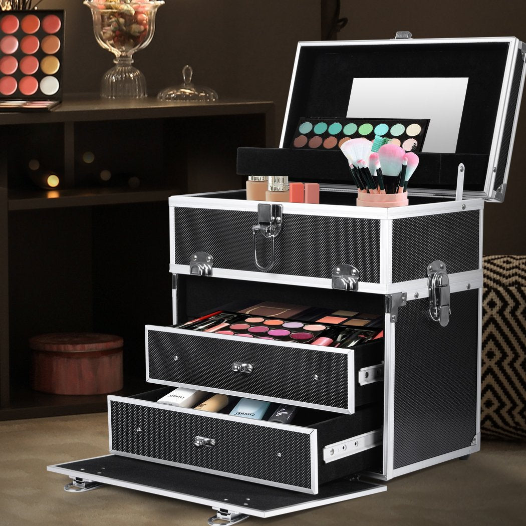 Makeup Storage Organizer Portable Makeup Case Cosmetic Organiser Box black