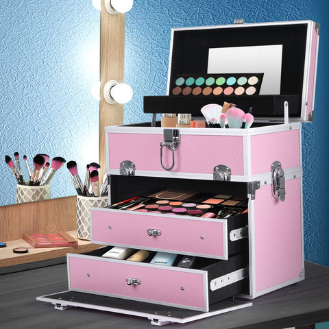 Makeup Storage Organizer Portable Makeup Case Cosmetic Organiser box pink