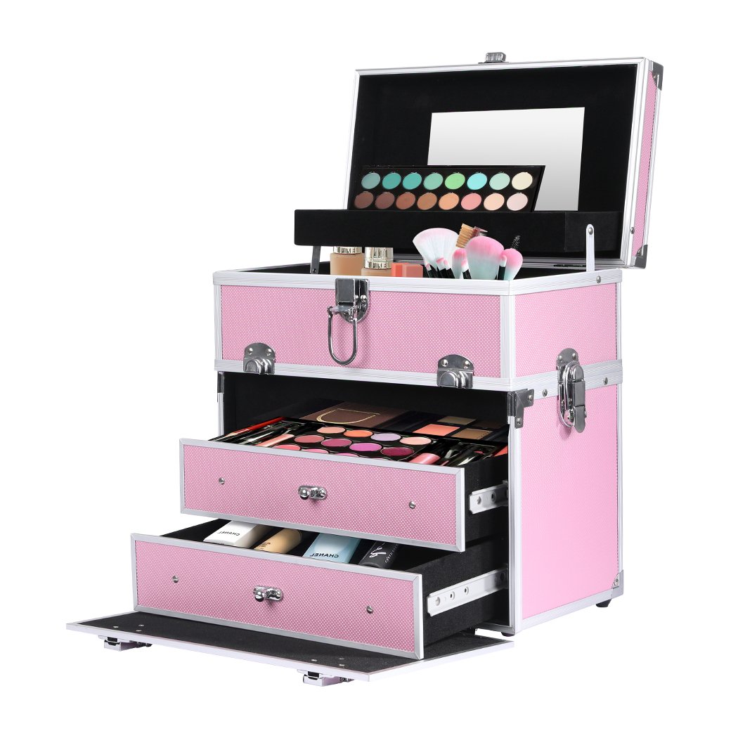 Makeup Storage Organizer Portable Makeup Case Cosmetic Organiser box pink