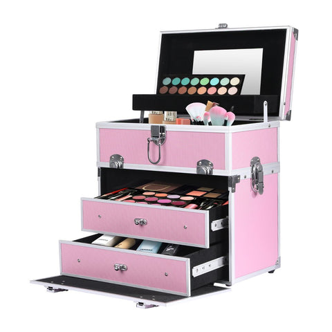 Portable Makeup Case Cosmetic Organiser box pink