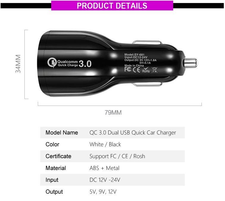 electronics Portable Smart Dual USB Mobile Car Charger Adapter