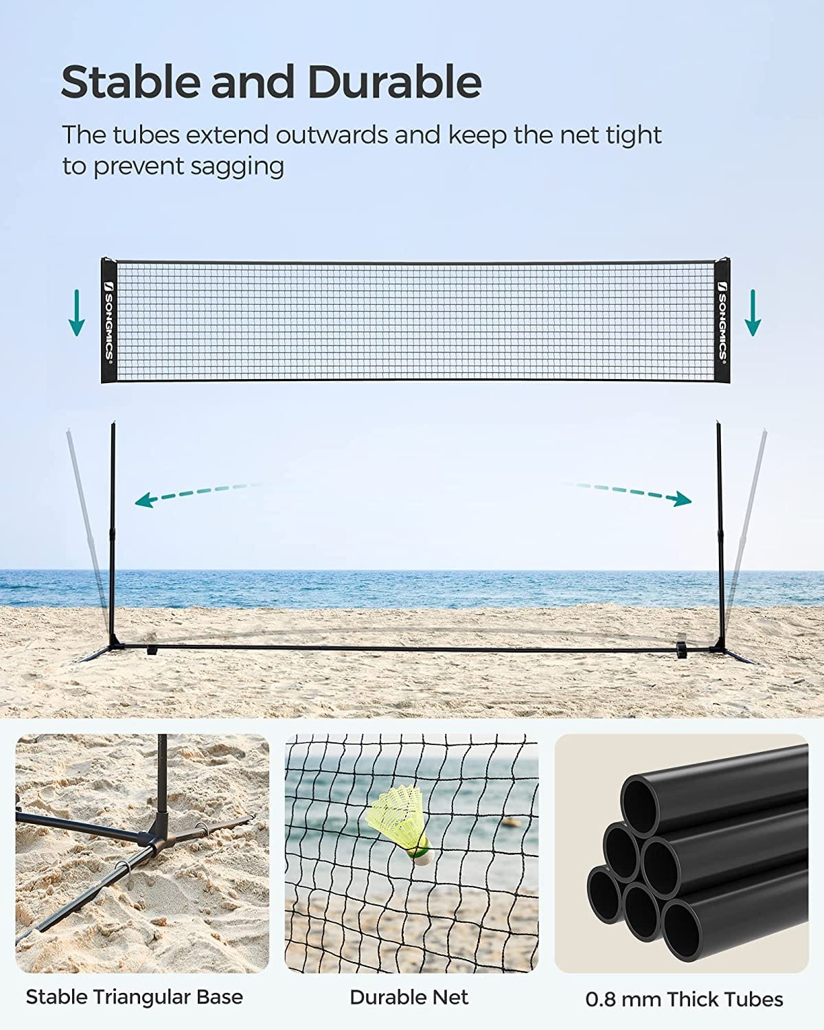 Portable Tennis Badminton Net Black